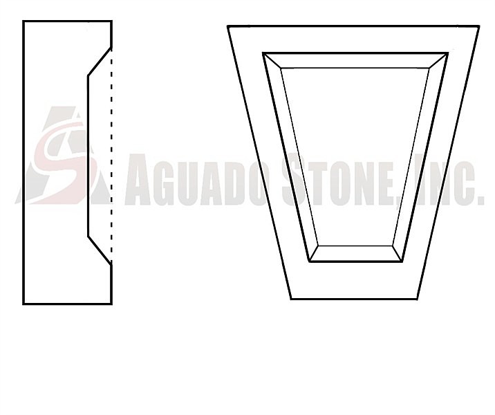 Custom stone cuts finished edges in window sills and water tables.